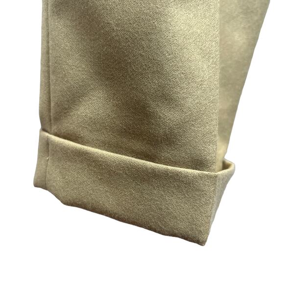 Talbots Petite Wool Pants Tan Size 16 Cuffed Hem Flat Front Belted Pockets Lined - Picture 9 of 12